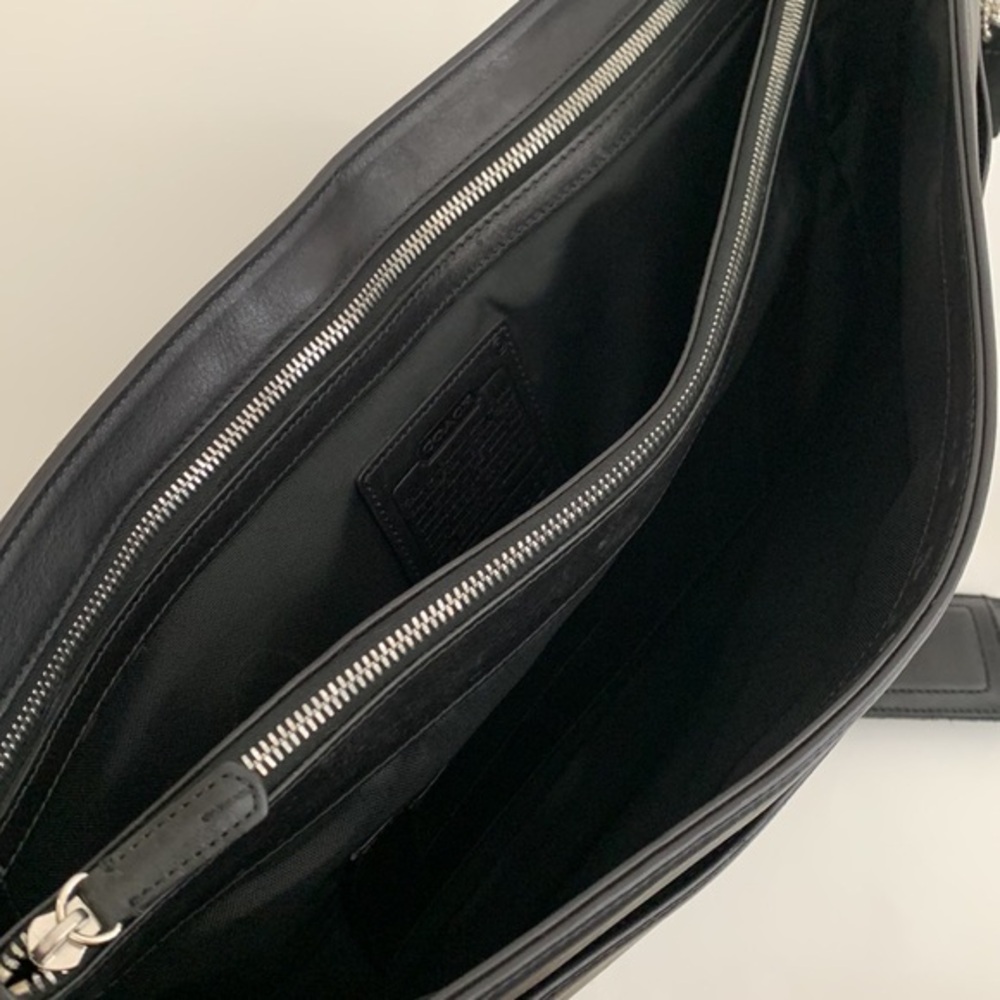 Coach Laptop Messenger Crossbody Briefcase Black Leather Lock Business Bag 5307 - Picture 11 of 16
